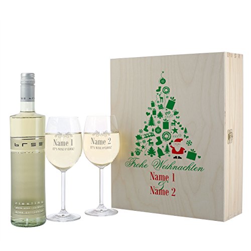 Leonardo BREE Riesling Weinset mit 2 gravierten Gläsern zu Weihnachten in Premium Geschenkverpackung von LEONARDO HOME