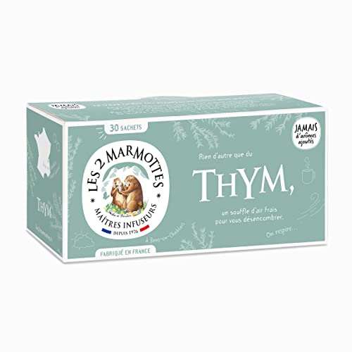 Les 2 Marmottes - Aufguss Thymian des Murmeltieres, 30 Beutel, gegen Erkältung, Wohlbefinden und Entspannung, zur Befreiung der Atemwege, hergestellt in Frankreich, ohne zusätzliche Aromen, 35 g Les 2 Marmottes - Aufguss Thymian des Murmeltieres, 30 Beutel, gegen Erkältung, Wohlbefinden und Entspannung, zur Befreiung der Atemwege, hergestellt in Frankreich, ohne zusätzliche Aromen, 35 g von LES 2 MARMOTTES