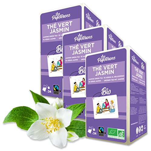 Les Papoteuses | Grüner Tee mit Bio-Jasmin | Bio-zertifiziert und fairer Handel | 24 Teebeutel | Set aus 3 Schachteln von LES PAPOTEUSES