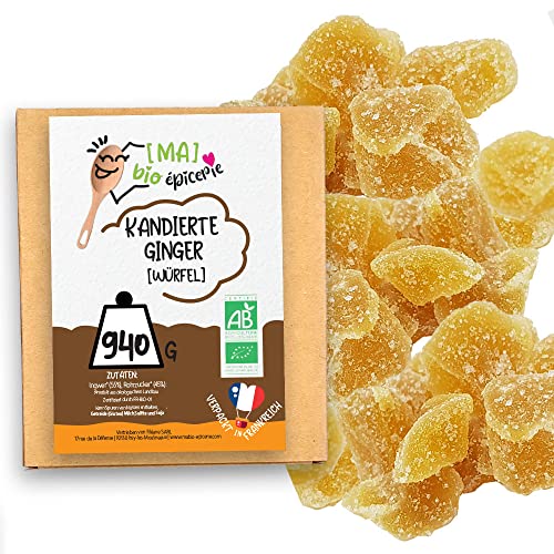 [MA] bio épicerie | Bio kandierte Ingwerwürfel | 940G | Zertifiziert biologisch | Hochwertige kandierte Früchte | Ohne Konservierungsstoffe von LES PAPOTEUSES