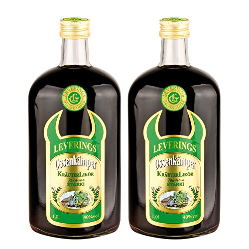 2 Flaschen Ossenkämper Kräuter 40% vol alc. 1.0 l von LEVERINGS OSSENKÄMPER