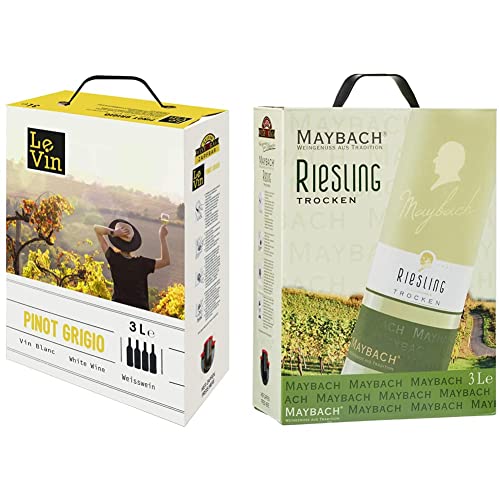 Le Vin Pinot Grigio Ungarn Bag-in-box (1 x 3 l) & Maybach Riesling Trocken (1 x 3 l) von LEVIN