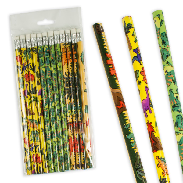 Dino-Bleistifte mit Radiergummi , coole Holzbleistifte im 12er Pack von LG-Imports
