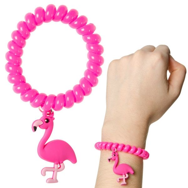 Flamingo Armband pink, 1 Stück rosa Spiralarmband für Mädchen, Gummi von LG-Imports
