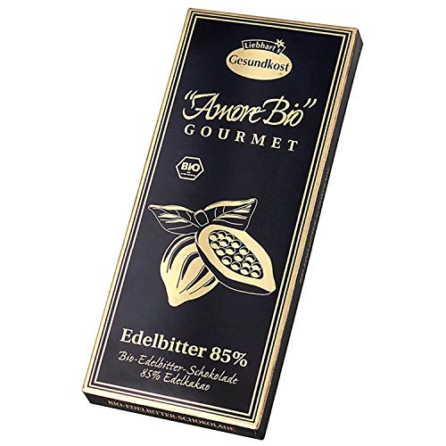 Bio-Edelbitter-Schokolade. 85% Kakaoanteil (0.1 Kg) von LIEBHARTS GESUNDKOST