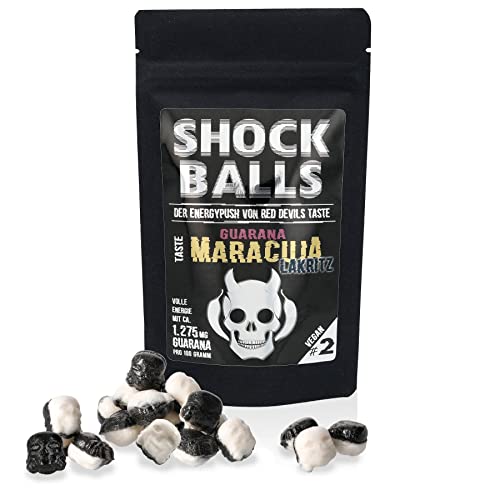 Shockballs MARACUJA LAKRITZ mit 1275 mg Guarana/Koffeein der ENERGYPUSH von RED DEVILS TASTE