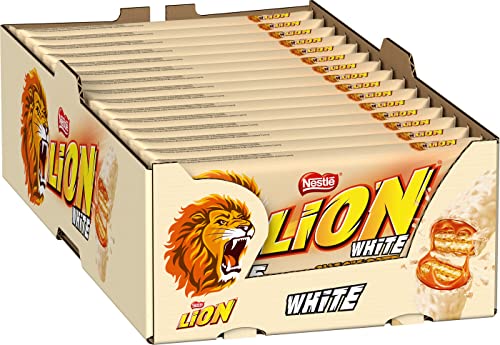 LION LION Nestlé LION Multipack, Schokoriegel mit weißer Glasur, leckerer Karamell-Füllung und knuspriger Waffel, Süßigkeiten Großpackung, 15er Pack (5 x 30g) von LION