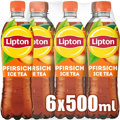 LIPTON ICE TEA Peach, Eistee mit Pfirsich Geschmack, EINWEG (6 x 0.5 l), 500 ml (6er Pack) von Lipton