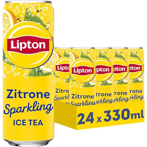 LIPTON ICE TEA Sparkling x twenty4tim, Eistee mit Kohlensäure und Zitronen Geschmack, EINWEG Dose (24 x 0.33 l) (Verpackungsdesign kann abweichen) von Lipton