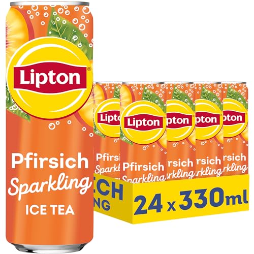 LIPTON ICE TEA Sparkling Peach, Eistee mit Kohlensäure und Pfirsich Geschmack, EINWEG (24 x 0.33 l) (Verpackungsdesign kann abweichen) von Lipton