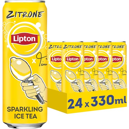 LIPTON ICE TEA Sparkling Lemon, Eistee mit Kohlensäure und Zitronen Geschmack, EINWEG Dose (24 x 0.33 l) (Verpackungsdesign kann abweichen) von Lipton