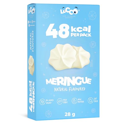 LOCCO Proteinreiche Meringues Nur 1 kcal pro Portion Toll als Kuchendekoration Ohne Zuckerzusatz Fettfrei Ballaststoffreich Veganer Snack Natürlicher Geschmack von LOCCO LOW CALORIES COMPANY