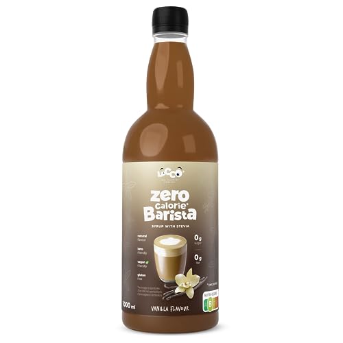 Locco Kalorienfreier Barista Sirup mit Stevia | Vegan, Keto, glutenfrei | Zuckerfrei | Kaffee-Sirup | Null-Kalorien | Vanille | 1L von LOCCO LOW CALORIES COMPANY