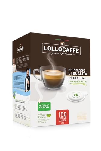 Lollocaffè Caffè in Kapseln, 150 Stück, schwarzer Geschmack, mit Bechern, Tütchen und Löffeln von LOLLO