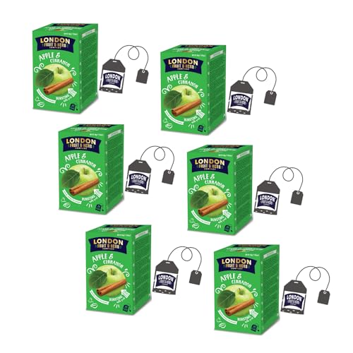 DEU | London Fruit® | Apfel-Zimt-Aufguss ohne Koffein | Apfel-Zimt-Kräutertee mit würzigem Geschmack – 6 x 20 Teebeutel (240 g) von Dttra