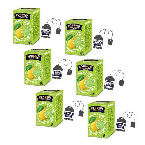 DEU | London Fruit® | Zitronen- und Limettenaufguss | Zitronen-, Limetten- und Zitronengras-Aufguss in Einzelbeuteln – 6 x 20 Filter (240 g) | Kräutertee ohne Koffein von LONDON F&H COMPANY