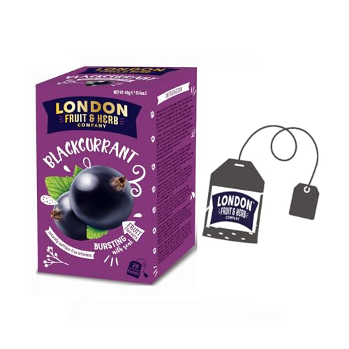 London Fruit® | Aufguss aus schwarzen Johannisbeeren | Infusions-Einzelbeutel – 20 Filter (40 g) | Fruchtiger Kräutertee ohne Koffein von LONDON F&H COMPANY
