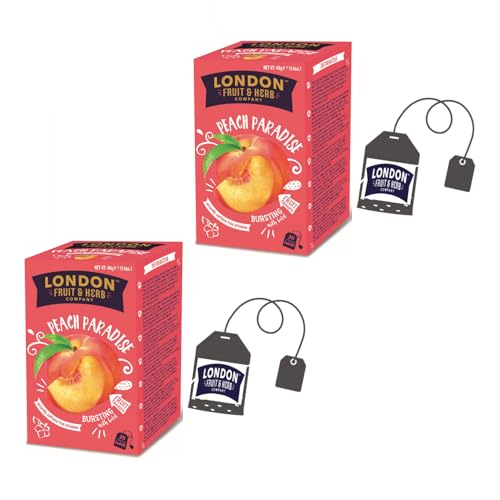 London Fruit® | Pfirsich- und Zitronengras-Kräutertee | Fruchtaufguss-Einzelbeutel, natürlich ohne Koffein – 2 x 20 Filter (80 g) von LONDON F&H COMPANY