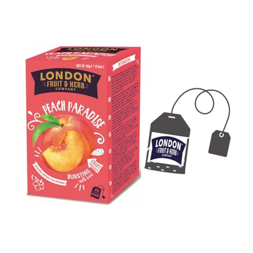 London Fruit® | Pfirsich- und Zitronengras-Kräutertee | Fruchtaufguss-Einzelbeutel, natürlich ohne Koffein – 20 Filter (40 g) von LONDON F&H COMPANY