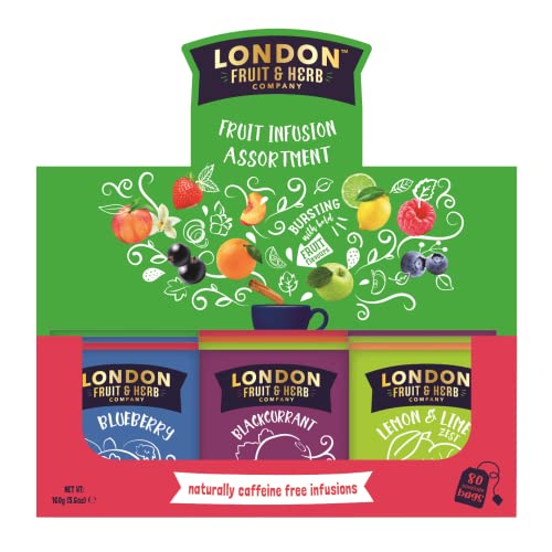 London Fruit® | Sortiment an koffeinfreien Früchte-Kräutertees | Natürliche Fruchtaufgüsse – 80 Beutel (160 g) | Geschenkbox mit Kräuterteemischung von LONDON F&H COMPANY