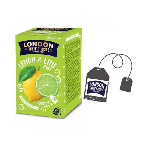 LONDON FRUIT & HERB COMPANY London Fruit® | Zitronen- und Limettenaufguss | Zitronen-, Limetten- und Zitronengras-Aufguss in Einzelbeuteln – 20 Filter (40 g) | Kräutertee ohne Koffein von LONDON FRUIT & HERB COMPANY