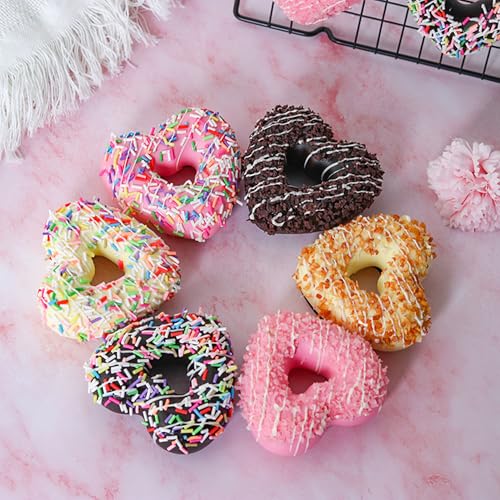 LONGHAO 6 Pcs,GefäLschte Kuchen Donut,KüNstliche Obstkuchen,Fake Bread,KüNstliche GefäLschte Brot,KüNstliche Backwaren Und Brot Und GebäCk,FüR BäCkereidekoration/Familienfeier Dekoration (#2) von LONGHAO