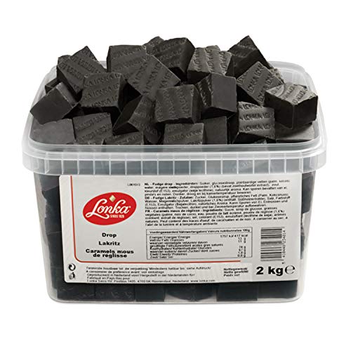 Lonka Fudge Lakritz - Großpackung: 2 kg Dose - Köstlich Cremiges Fudge mit Lakritzgeschmack - Leckerer Snack zum Kaffee und Tee - Süßigkeiten von LONKA