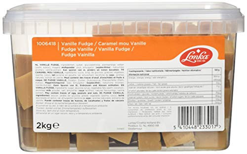 Lonka Fudge Vanille - Großpackung: 2 kg Dose - Köstlich Cremiges Fudge mit Vanillegeschmack - Leckerer Snack zum Kaffee und Tee - Süßigkeiten von LONKA