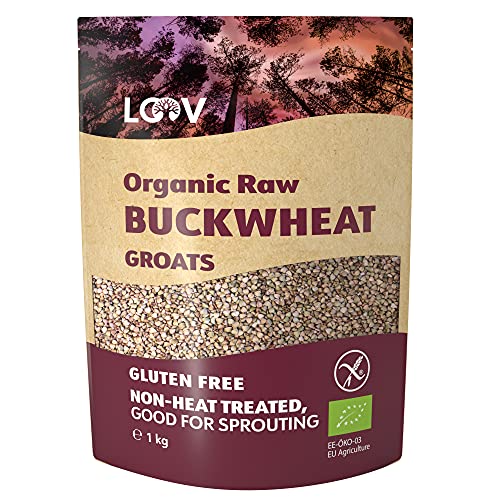 LOOV Bio Buchweizengrütze glutenfrei, 1 kg, roh, nicht wärmebehandelt, alle Nährstoffe konserviert, köstlich nussiger Geschmack, gut zum Keimen, Bio-Anbau im nordischen Klima, ohne Gentechnik von LOOV