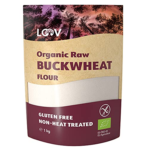 LOOV rohes Bio Buchweizenmehl, 1 kg, glutenfreies Mehl, nicht wärmebehandelt, alle Nährstoffe konserviert, köstlich nussiger Geschmack, Bio-Anbau im nordischen Klima, ohne Gentechnik von LOOV