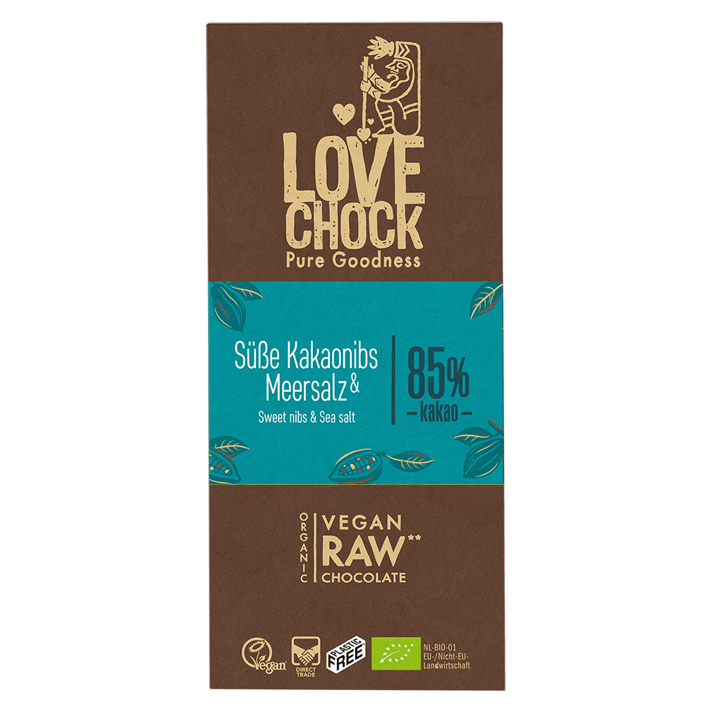 Bio Raw Kakaonibs-Meersalz Schokolade von LOVECHOCK