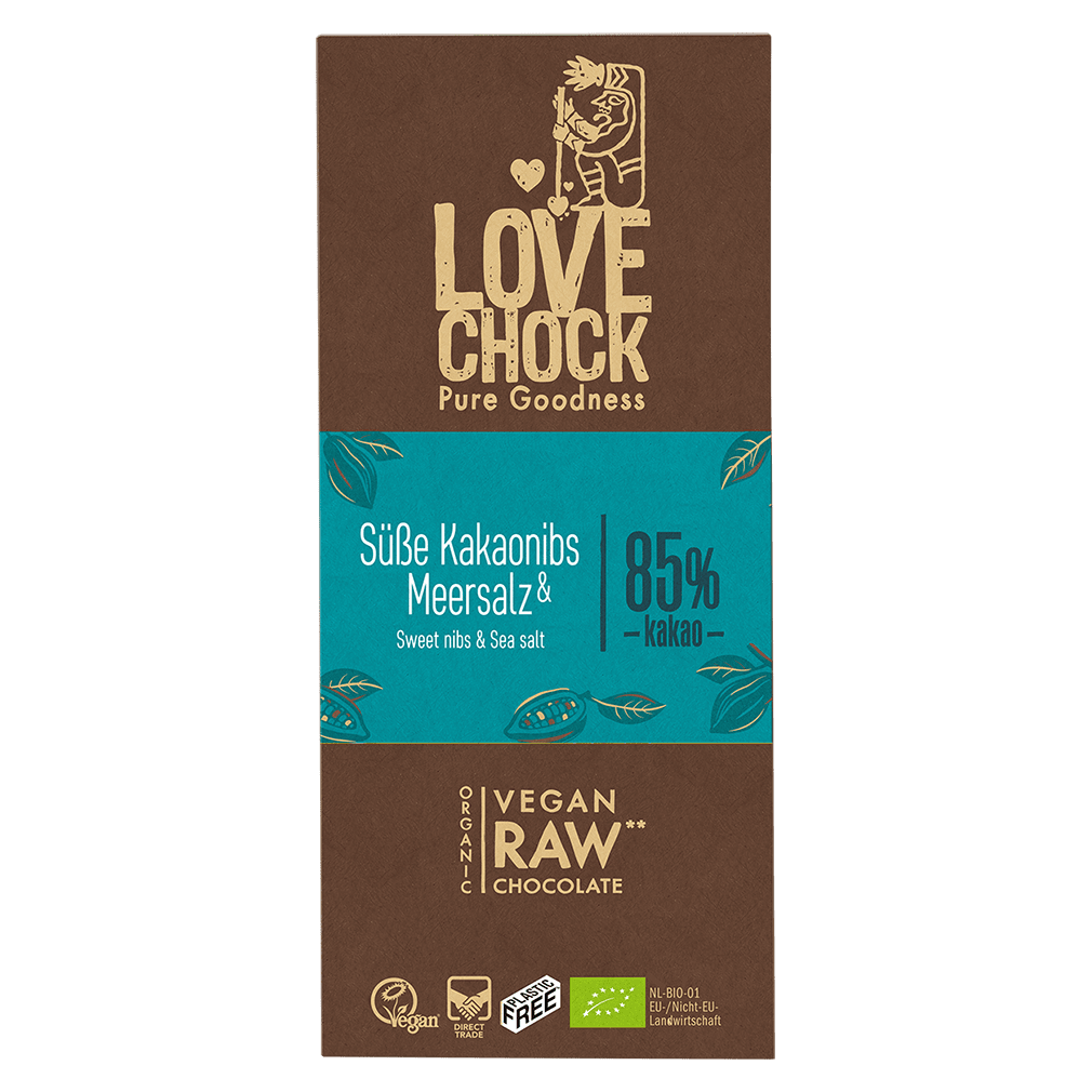 Bio Raw Kakaonibs-Meersalz Schokolade Bio Raw Kakaonibs-Meersalz Schokolade von LOVECHOCK