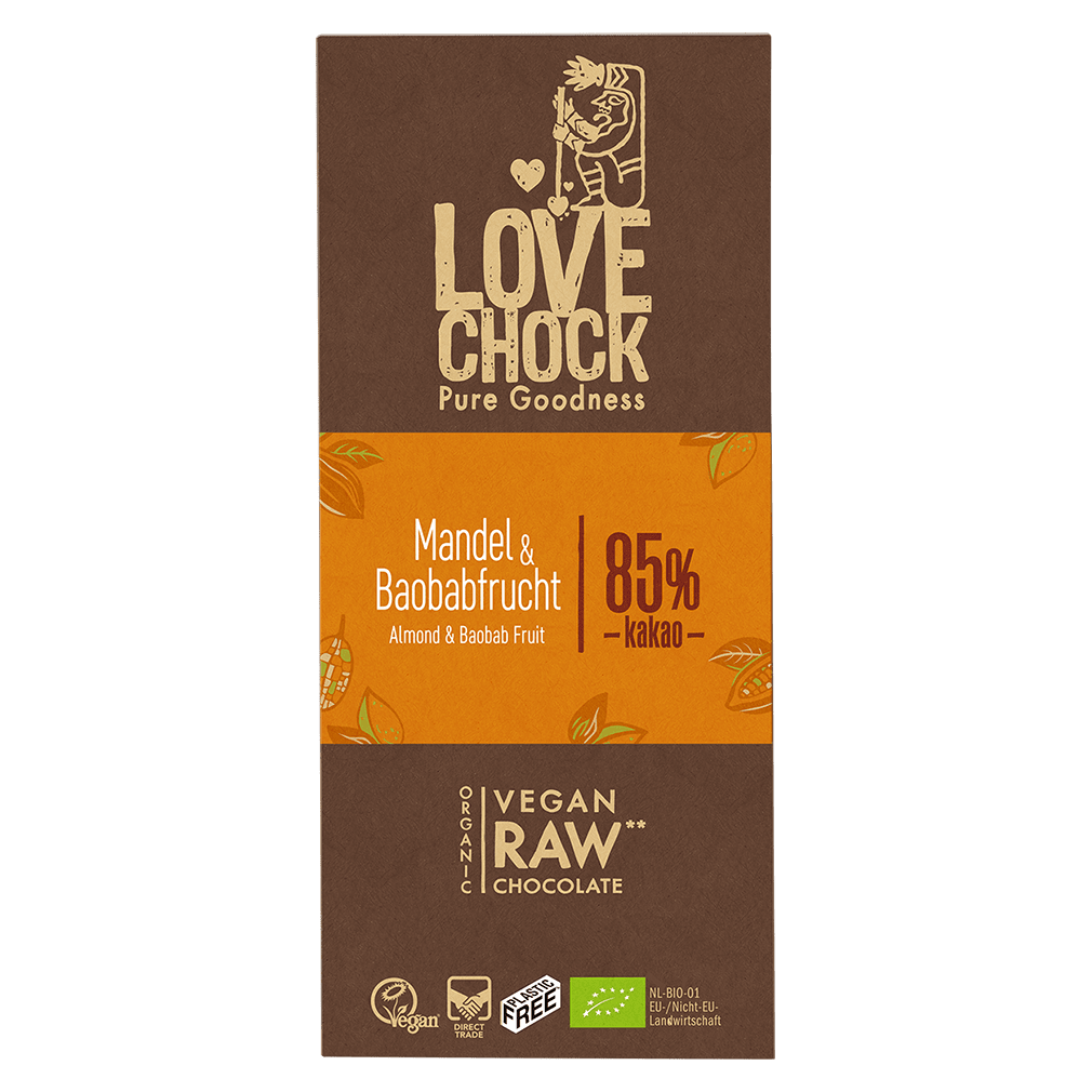 Bio Raw Mandel-Baobab Schokolade Bio Raw Mandel-Baobab Schokolade von LOVECHOCK