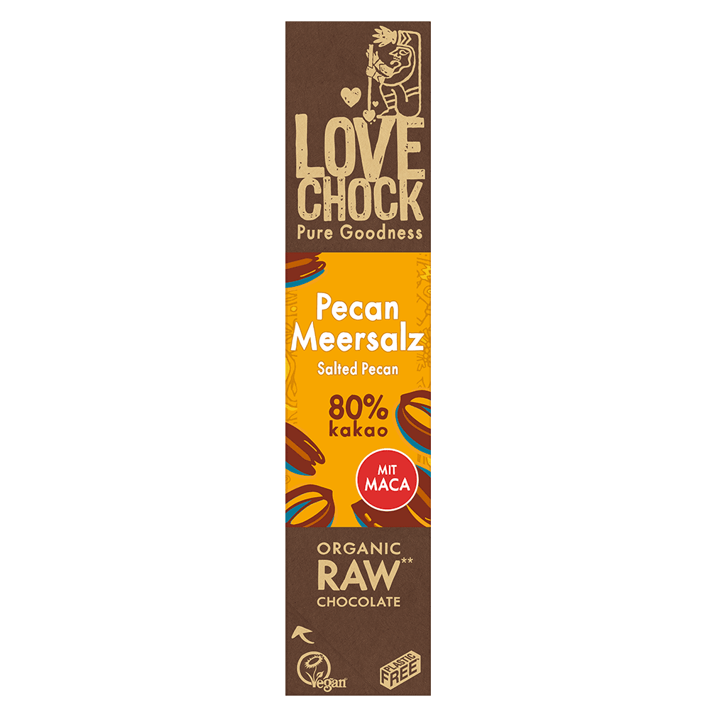 Bio Raw Pecan-Maca Schokoriegel von LOVECHOCK