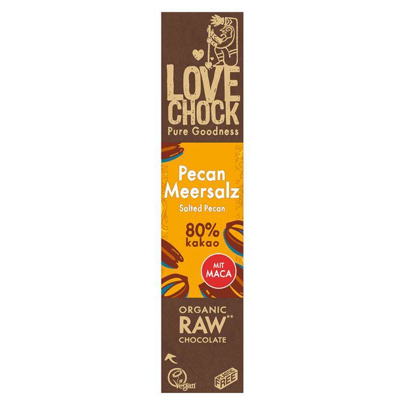 Bio Raw Pecan-Meersalz Schokoriegel von LOVECHOCK