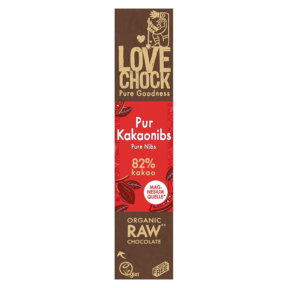 Bio Raw Pur Kakaonibs Schokoriegel Bio Raw Pur Kakaonibs Schokoriegel von LOVECHOCK
