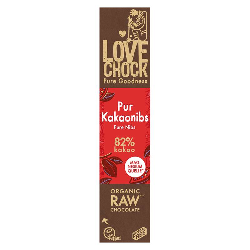 Bio Raw Pur Kakaonibs Schokoriegel von LOVECHOCK