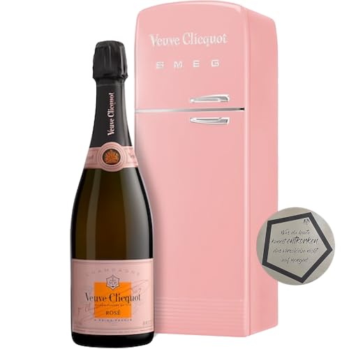 1 Stück Veuve Clicquot | Rose Champagner in SMEG Fridge Box 0.75 l 12% vol inkl. LOVEVINO Silver Button Sticker von LOVEVINO.eu