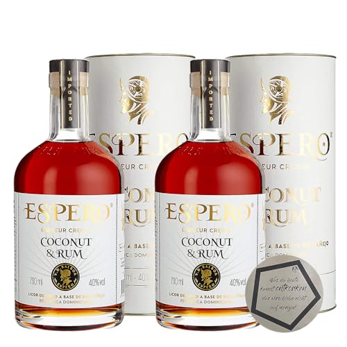 2 Flaschen Ron Espero | Creole Coconut & Rum Liqueur 0.7 l 40% vol in schönen Geschenksdosen inkl. LOVEVINO Silver Button Sticker 2 Flaschen Ron Espero | Creole Coconut & Rum Liqueur 0.7 l 40% vol in schönen Geschenksdosen inkl. LOVEVINO Silver Button Sticker von LOVEVINO.eu