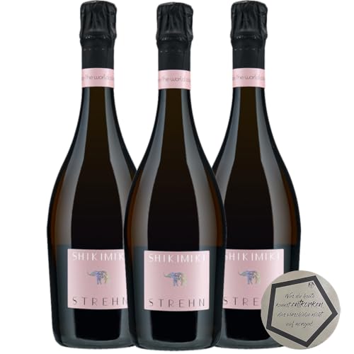 3 Flaschen Pia Strehn | Shiki Miki Rose Brut Winzersekt 0.75 l 12.5% vol inkl. LOVEVINO Silver Button Sticker von LOVEVINO.eu