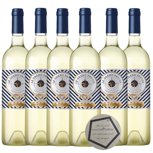 6 Flaschen | Le Grand Pavois Sauvignon Pays d'Oc IGP 0.75 l inkl. LOVEVINO Silver Button Sticker (6 Flaschen) von LOVEVINO.eu