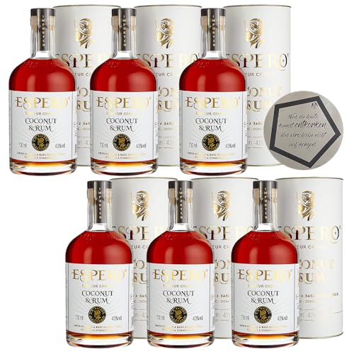 6 Flaschen Ron Espero | Creole Coconut & Rum Liqueur 0.7 l 40% vol in schönen Geschenksdosen inkl. LOVEVINO Silver Button Sticker 6 Flaschen Ron Espero | Creole Coconut & Rum Liqueur 0.7 l 40% vol in schönen Geschenksdosen inkl. LOVEVINO Silver Button Sticker von LOVEVINO.eu