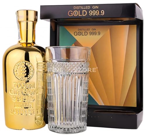 Gold | 999.9 Gin Finest Blend Set mit Glas 0.7 l 40% vol von LOVEVINO.eu