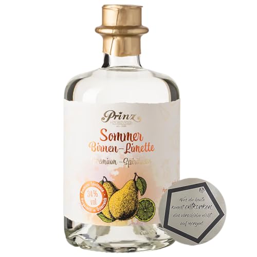 Prinz Sommer Birnen-Limette Likör 0.5 l 34% vol inkl. LOVEVINO Silver Button Sticker von LOVEVINO.eu