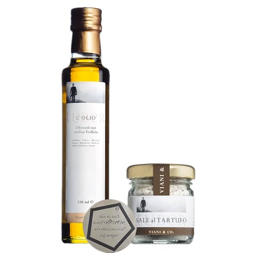 Trüffel Duo - Trüffelöl (250ml) & Trüffelsalz (40g) inkl. LOVEVINO Silver Button Sticker von LOVEVINO.eu