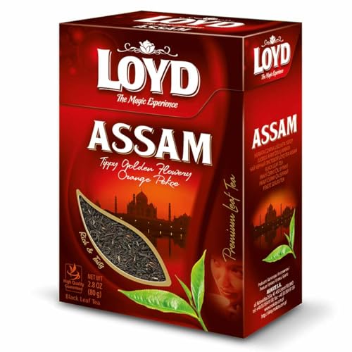 LOYD - ASSAM Lose Blätter Schwarztee - 100% Natürlicher Schwarzer Tee aus Indien, für Teeliebhaber - Black Tea Loose Leaves From India - Hochwertige Mischung, Kräftiges, Würziges Aroma - 80g von LOYD