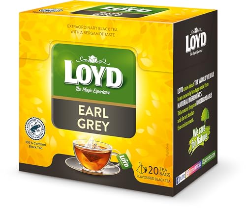 LOYD® EARL GRAY Schwarztee Schwarzer Tee | 20 Teebeutel 40g | Leaf Black Tea Hochwertige Mischung aus schwarzen Teesorten | Hochwertigen Teeblättern Schwarzteebeutel Aufbrühen Cay von LOYD