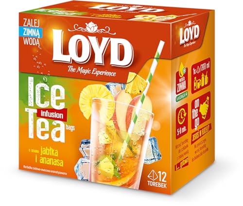 LOYD® Eistee Ice Tea Tee | 12 Teebeutel 30g | Geschmack: Apfel und Ananas| Aromatisiert Obst Frucht Früchte Fruit Tea | Sommerliche Eisteevariante von LOYD
