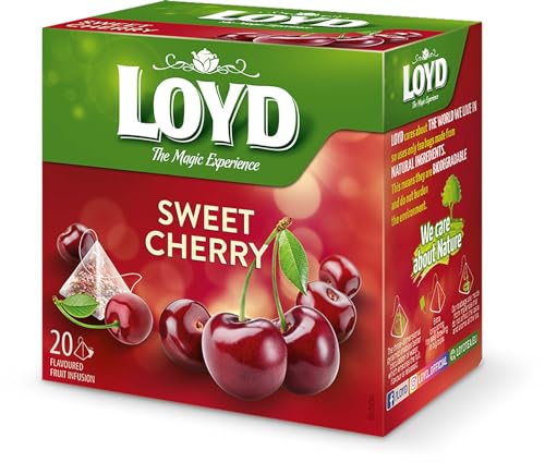 LOYD® Früchtetee Tee | 20 Teebeutel 40g | Geschmack: Kirsche| Aromatisiert Obst Frucht Früchte Fruit Tea | Hochwertigen Teeblättern Schwarzteebeutel Aufbrühen von LOYD