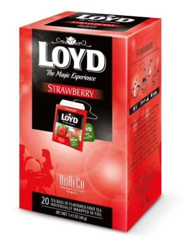 LOYD® Horeca Früchtetee Tee | 20 Teebeutel 40g | Geschmack: Erdbeere Strawberry | Aromatisiert Obst Frucht Früchte Fruit Tea | Hochwertigen Teeblättern Schwarzteebeutel Aufbrühen von LOYD